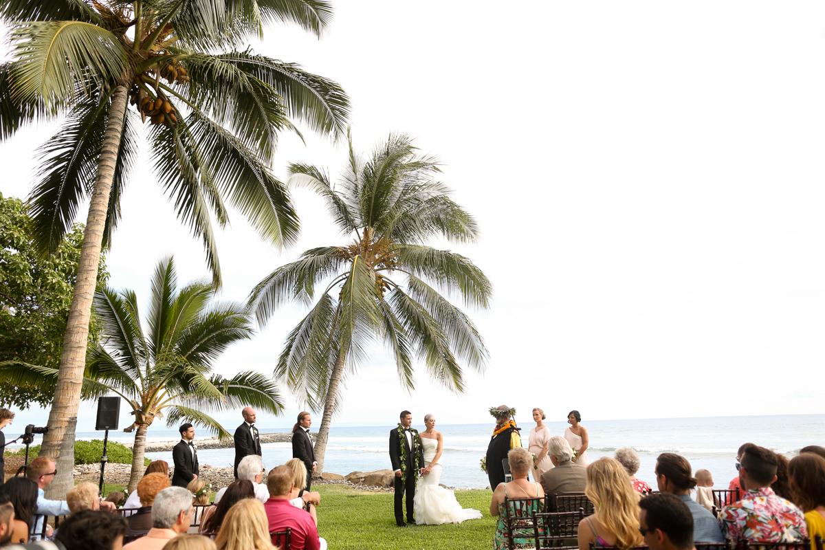 eatsleepwear, Kimberly Lapides, Kimberly Pesch, Wedding, Beach Wedding, Wedding Ceremony, Palm Trees, Alison Conklin, Maui, Hawaii, Olowalu Plantation House, Vera Wang