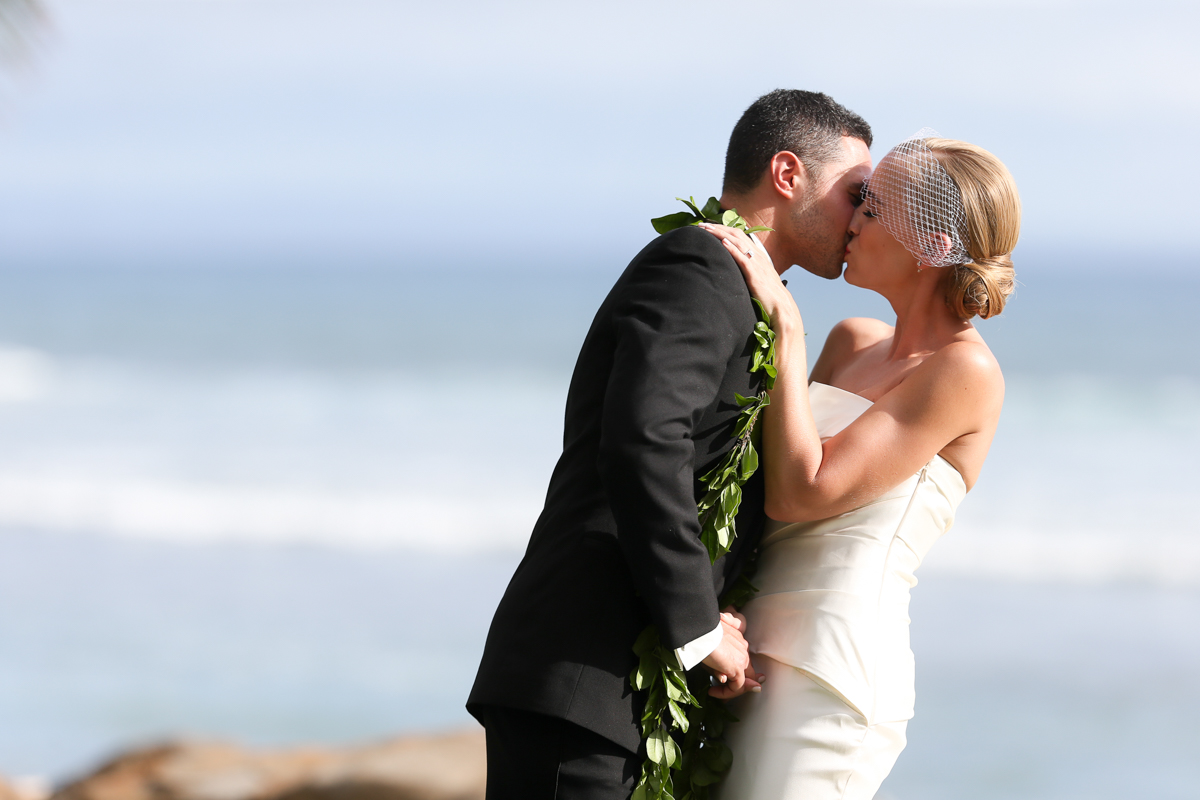 eatsleepwear, Kimberly Lapides, Kimberly Pesch, Wedding, Beach Wedding, Wedding Ceremony, Palm Trees, Alison Conklin, Maui, Hawaii, Olowalu Plantation House, Vera Wang