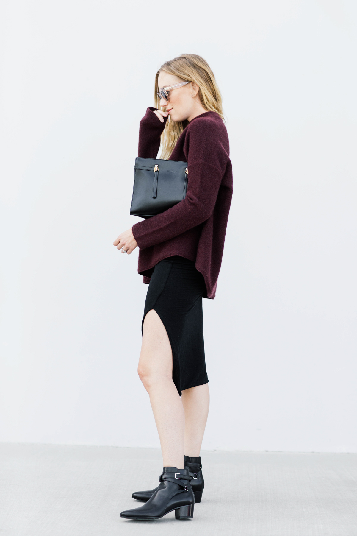 eatsleepwear, kimberly lapides, outfit, farfetch, vince, lna, saint laurent, celine, donatienne