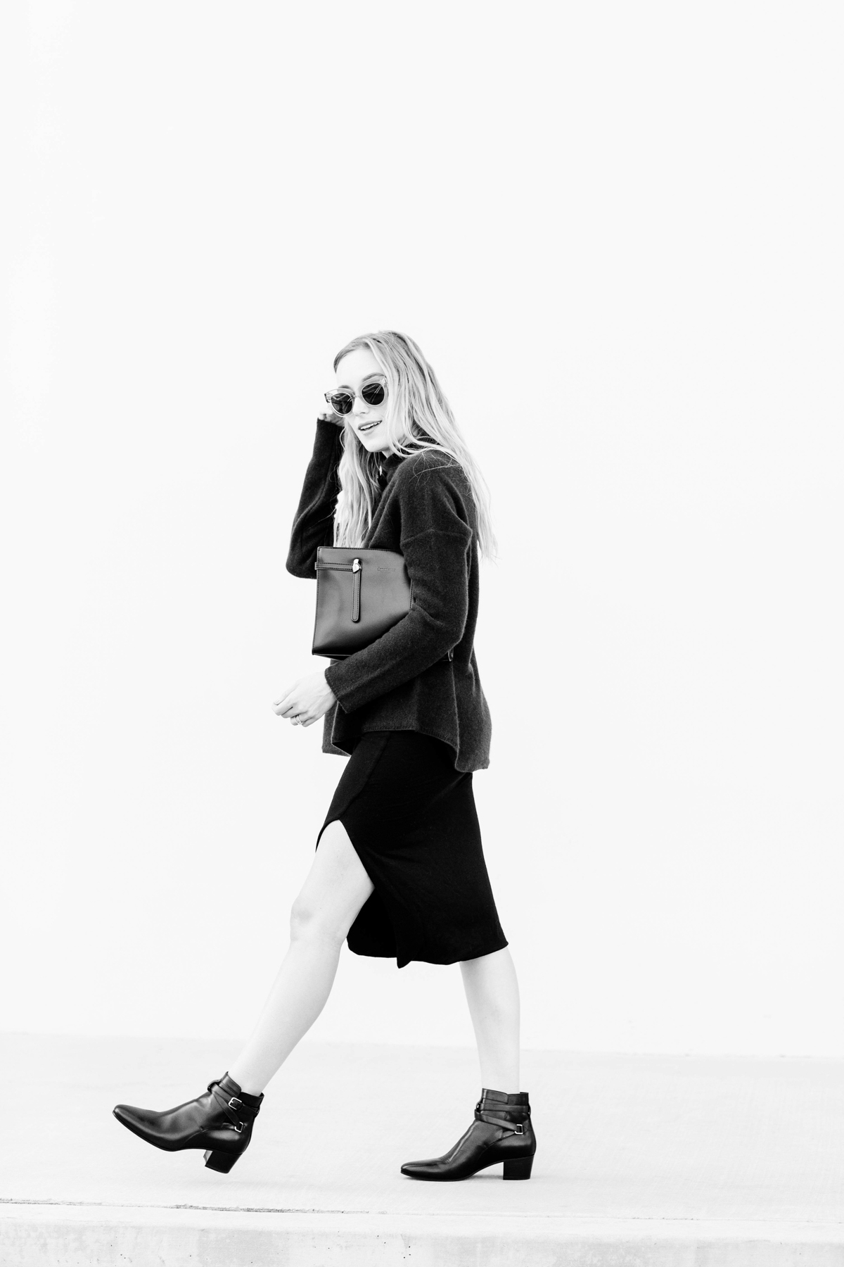 eatsleepwear, kimberly lapides, outfit, farfetch, vince, lna, saint laurent, celine, donatienne