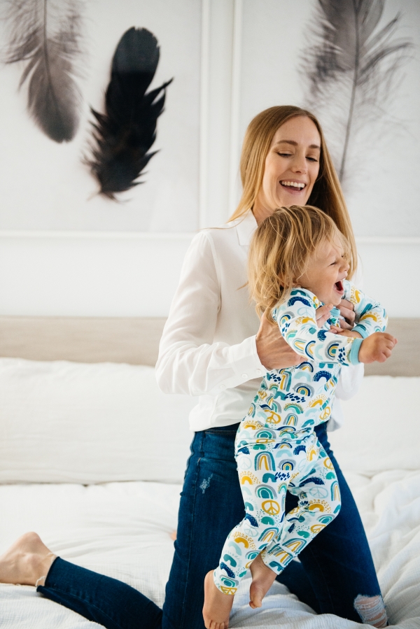 Kimberly Lapides of eatsleepwear in collaboration with Clover Baby & Kids pajamas celebrating Rainbow Baby, IVF, and Infertility