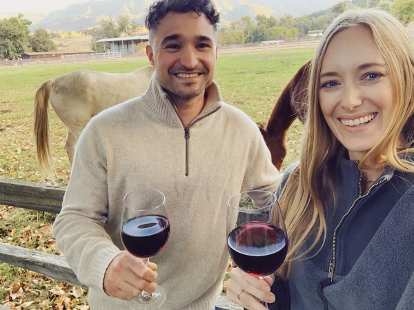 Happy hour in front of horses at Alisal Guest Ranch and Resort 